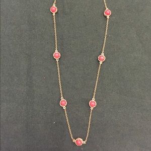 Gold tone Brass 18” Necklace w Coral-color Beads